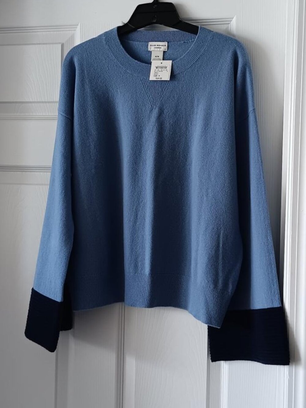 CLUB MONACO Womens Sweater Cashmere Chandails Relaxed Pullover Blue Sz Med NEW